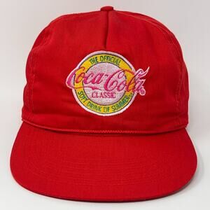 Vintage 80s Coca Cola Classic Hat Baseball Cap Coke Rope Corded Snapback Red